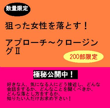 『狙った女性を落とす！アプローチからクロージング Ⅱ』～バージョンアップ版～