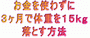 �������g�킸�ɂR�����ő̏d���P�T�������Ƃ����@