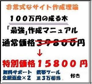 2倍返金有り!!非常識なサイト作成理論で『１００万円が成る木』作成マニュアル